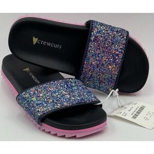 NWT Crewcuts Glitter‎ Slides Size K10 Pink Blue Sparkle